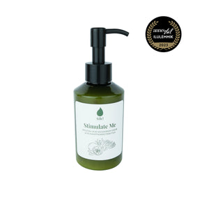 Tilk AHA body lotion grapefruit in green pump bottle with natural ingredient illustration